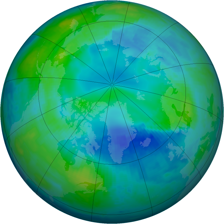 Arctic ozone map for 24 October 1997